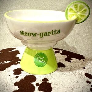 Meow-garita Hand Painted Ceramic Cat Dish Bowl - Margarita